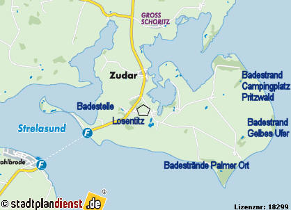 Lageplan Halbinsel Zudar. Lizensierte Ausgabe von stadtplandienst.de