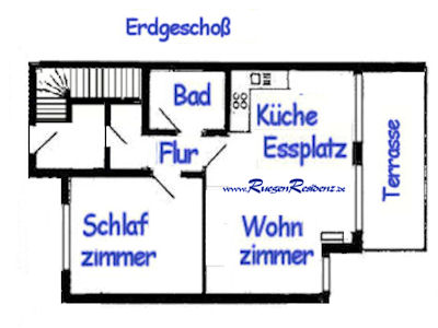 Grundri Erdgescho Ferienwohnung Nr. 2a in der Ferienanlage Zudar/Rgen (Copyright: Ferienhausvermittlung Rgenresidenz)