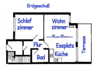 Grundri Erdgescho Ferienwohnung Nr. 2b Zudar/Rgen (Copyright: Ferienhausvermittlung Rgenresidenz)