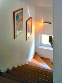 Die Treppe fhrt zum Obergescho