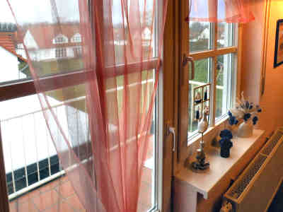 Blick aus dem Fenster des Schlafzimmers Nr.3 / ber den Balkon