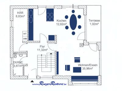 Grundriss Erdgescho RgenResidenz Breege - Ferienhaus Breeger Saalstein