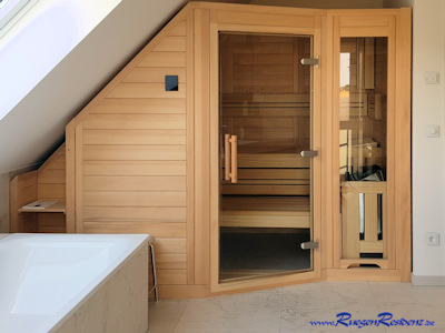 Die Saunakabine im Badezimmer