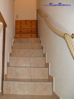 Die Treppe zum Obergescho der Ferienwohnung