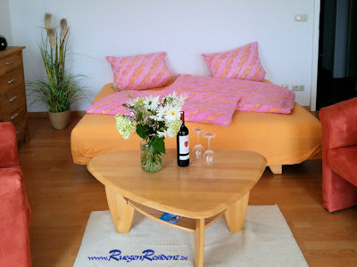 Doppelbettcouch im Wohnzimmer