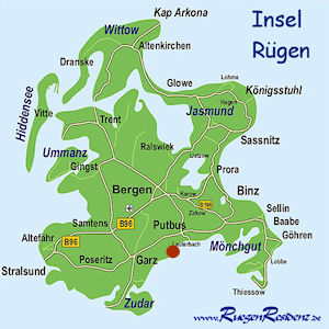 Lageplan der Insel Rgen - lizensierte Ausgabe der Firma Hadiko - Kopieren unzulssig!